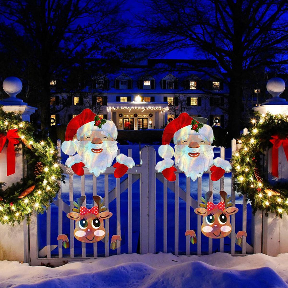 Holiday Outdoor Fence Decoration Set – Santa & Reindeer