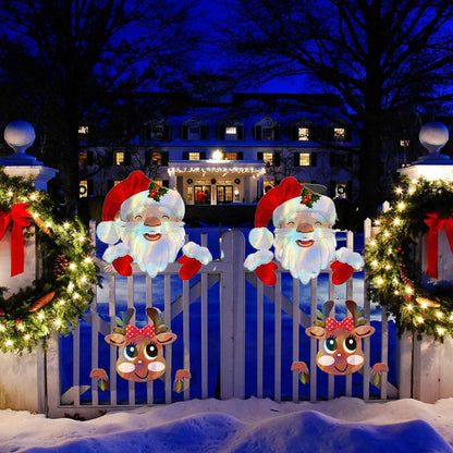 Holiday Outdoor Fence Decoration Set – Santa & Reindeer