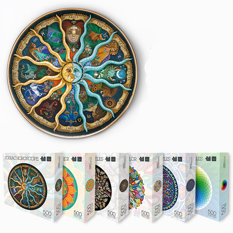 Artistic Round Puzzle Collection – Colorful 500 Piece Designs