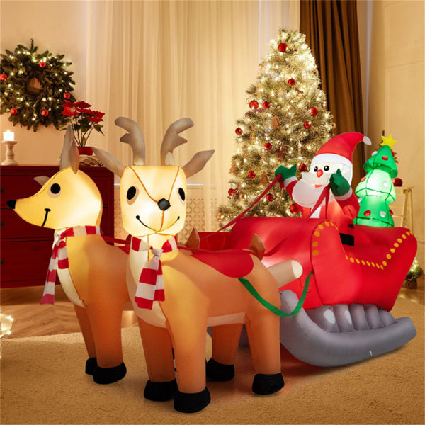 Lighted Inflatable Santa Riding Sled – 7.2FT Christmas Yard Decor