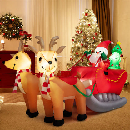 Lighted Inflatable Santa Riding Sled – 7.2FT Christmas Yard Decor