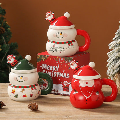 Christmas Mugs with Santa Hat Lids
