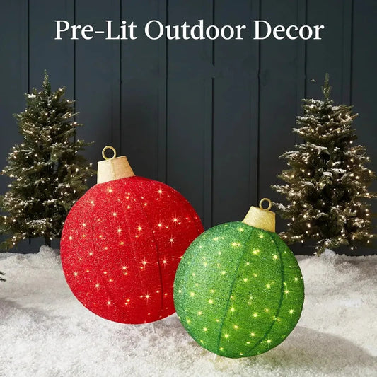 Lighted Collapsible Christmas Ornaments – Outdoor Holiday Decoration Set