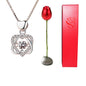 Heart Shaped Crystal Diamond Pendant Rose Head Necklace