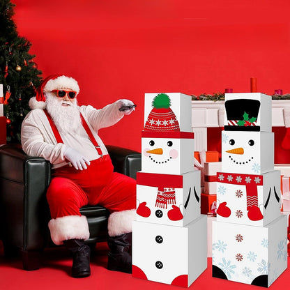 Stackable Snowman Christmas Gift Box Decoration Set
