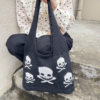 Knitted Skull Shoulder Bag