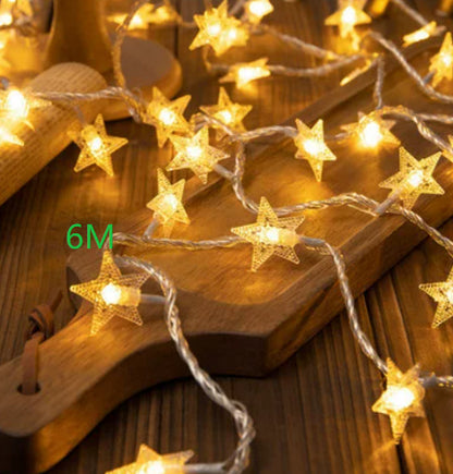 10M Warm White LED Decorative String Lights – Ball & Star Styles