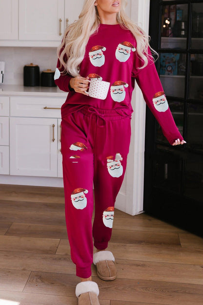 Women's Christmas Long Sleeve Cozy Pajama Two-piece Sets
