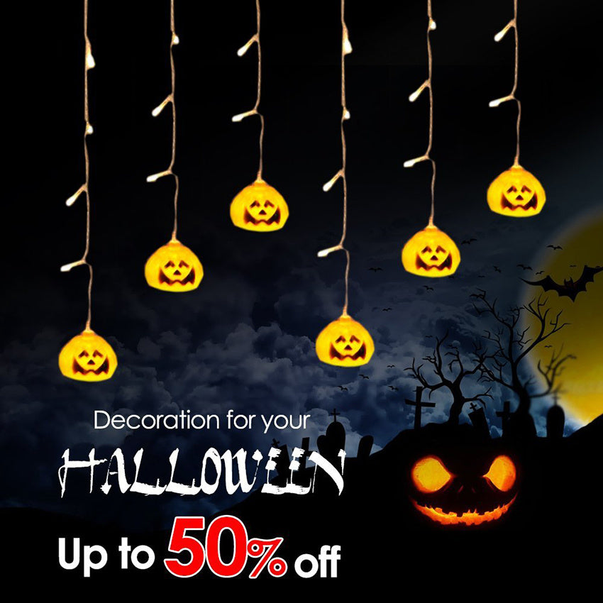 Halloween Pumpkin Curtain String Lights