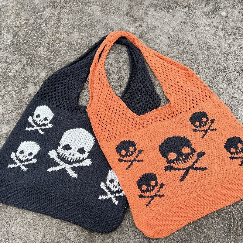 Knitted Skull Shoulder Bag