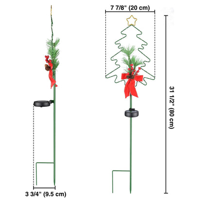 Solar-Powered Christmas Tree Garden Light – Festive Pine Cone & Red Berry Design