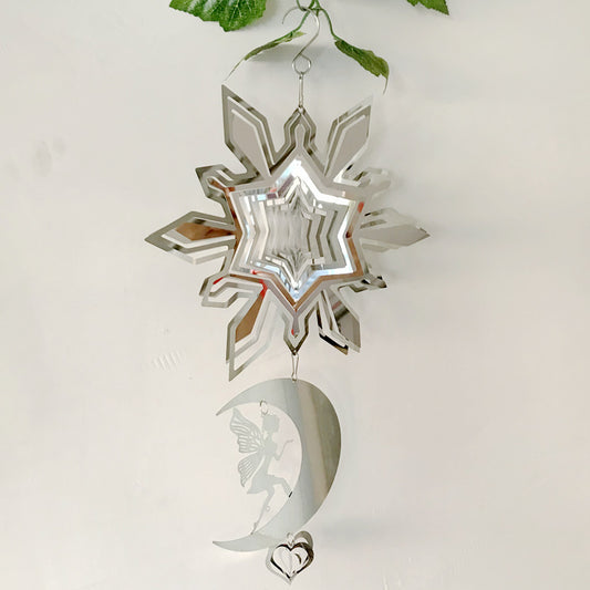 Stainless Steel fairy or Moon Whirling Wind Chime