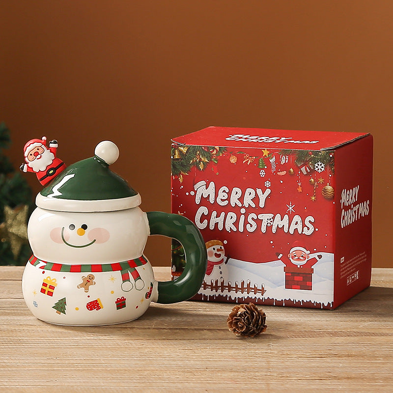 Christmas Mugs with Santa Hat Lids