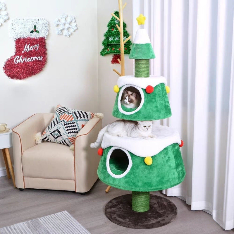 Cozy Christmas Tree Cat Condo