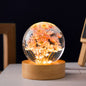 Flower Crystal Ball Night Lamp With Wooden Base