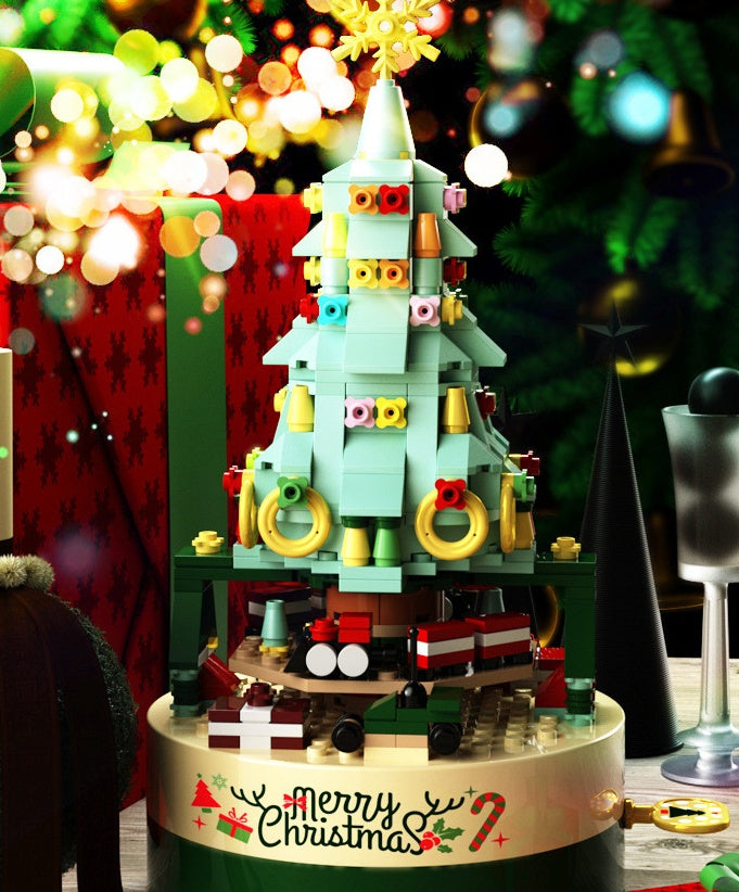 Interlocking Christmas Tree Block Spinning Music Box