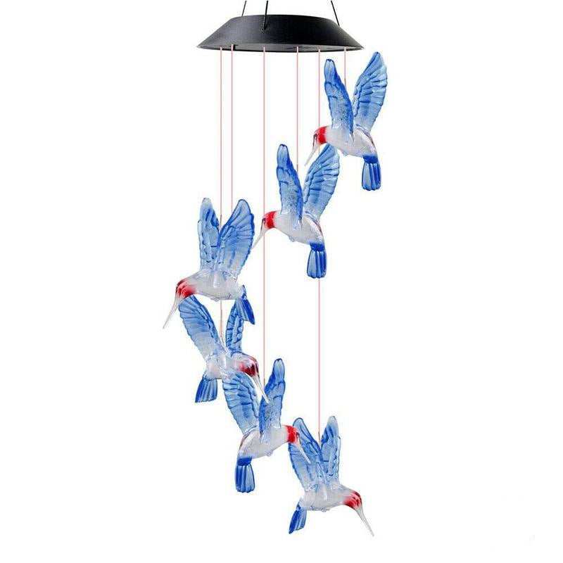 LED Solar Hummingbird Color Changing Wind Chime