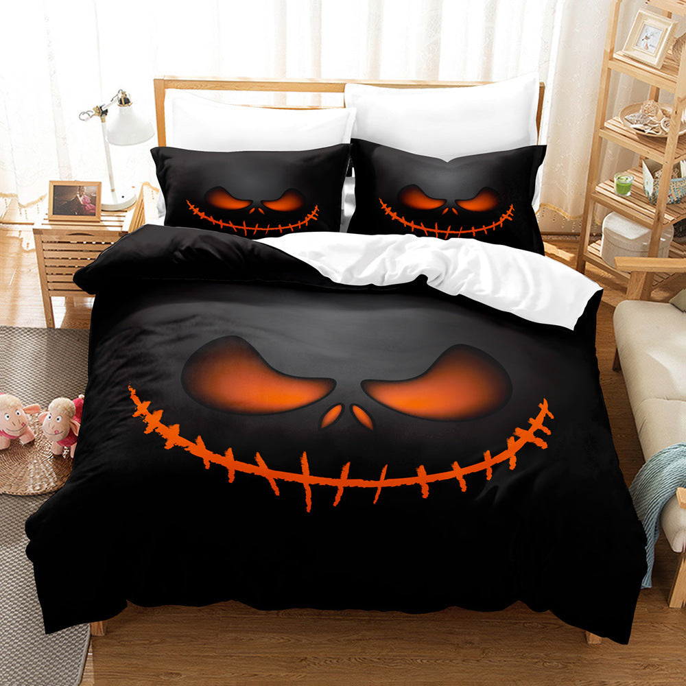 Halloween Duvet Cover Bedding Set – Spooky Printed Quilt Cover with Sheet & Pillowcases