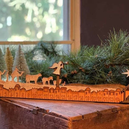 Wooden Nativity Christmas Advent Sliding Calendar