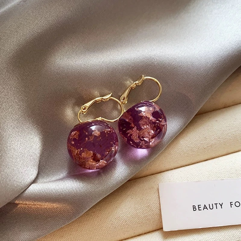 Purple & Gold Ball Earrings