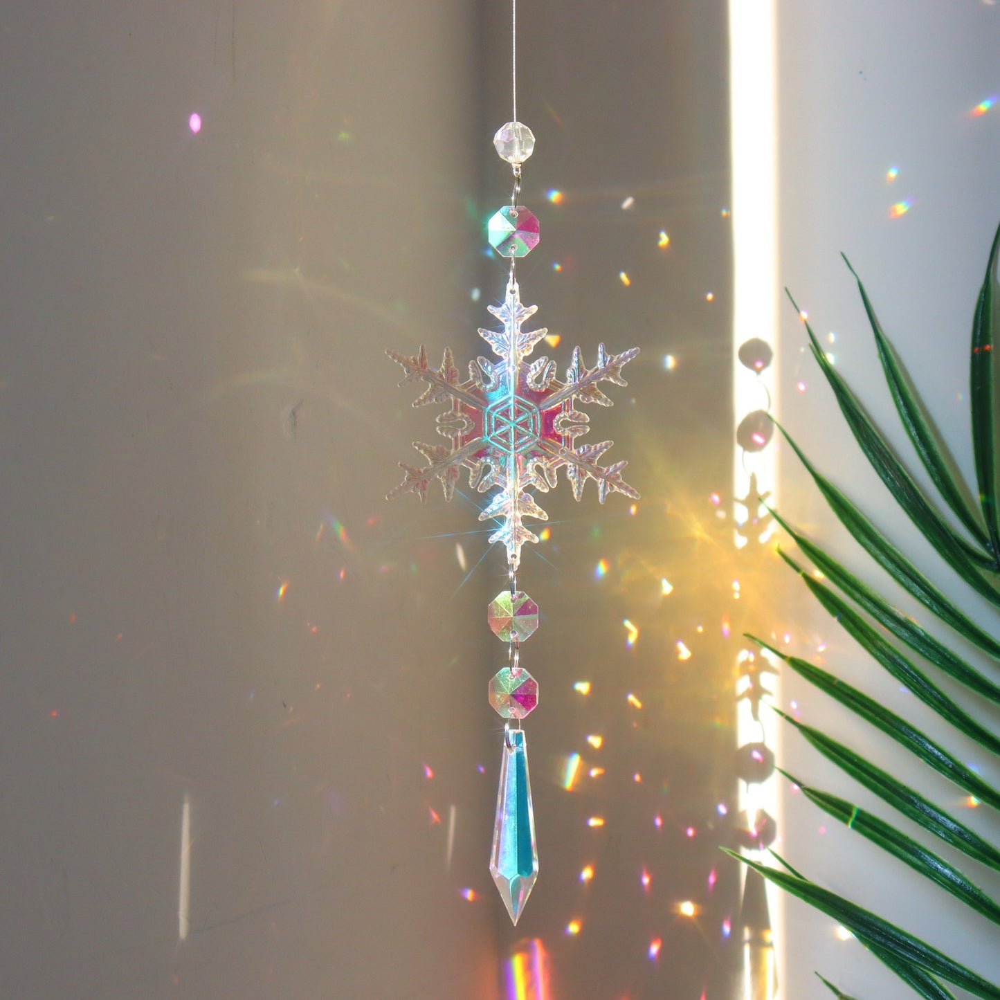 Christmas Snowflake Colorful Prism Window Suncatcher