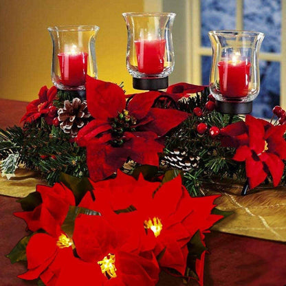 Poinsettia Flower Door Frame or Mantel String Lights