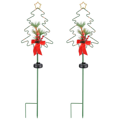 Solar-Powered Christmas Tree Garden Light – Festive Pine Cone & Red Berry Design