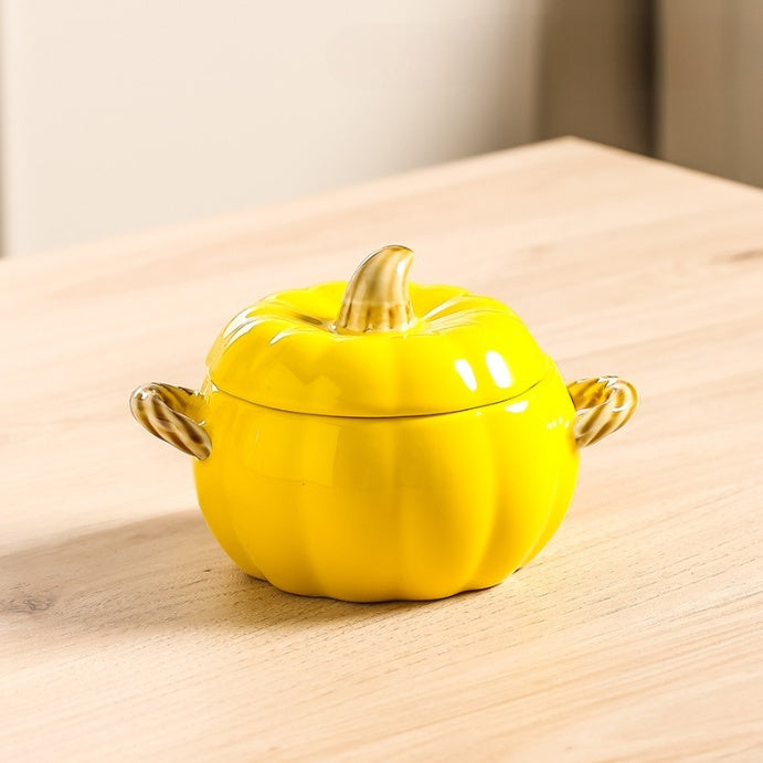 Pumpkin-shaped Ceramic Soup Bowl With Lid