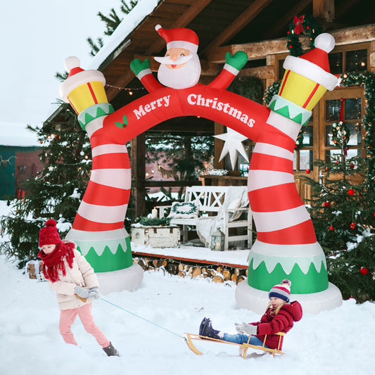 Christmas Candy Cane Arch with Santa LED Inflatable Decor