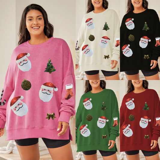 Women's Christmas Sequined Santas Sweatshirt