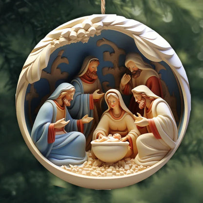 Beautiful Nativity Carved Ornaments