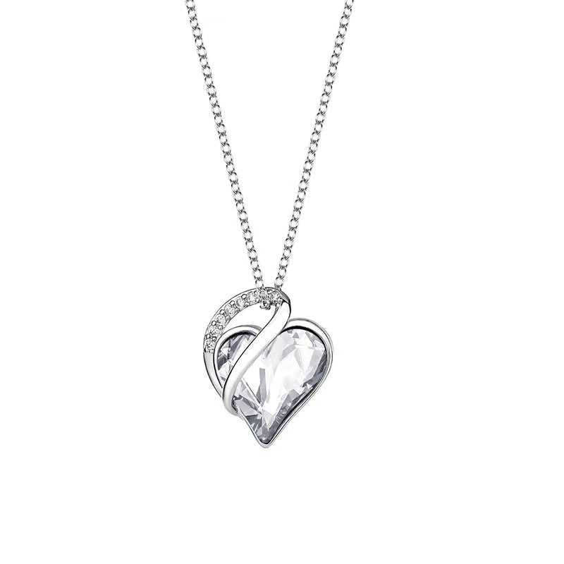 Heart Shaped Geometric Silver Necklace