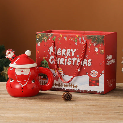 Christmas Mugs with Santa Hat Lids