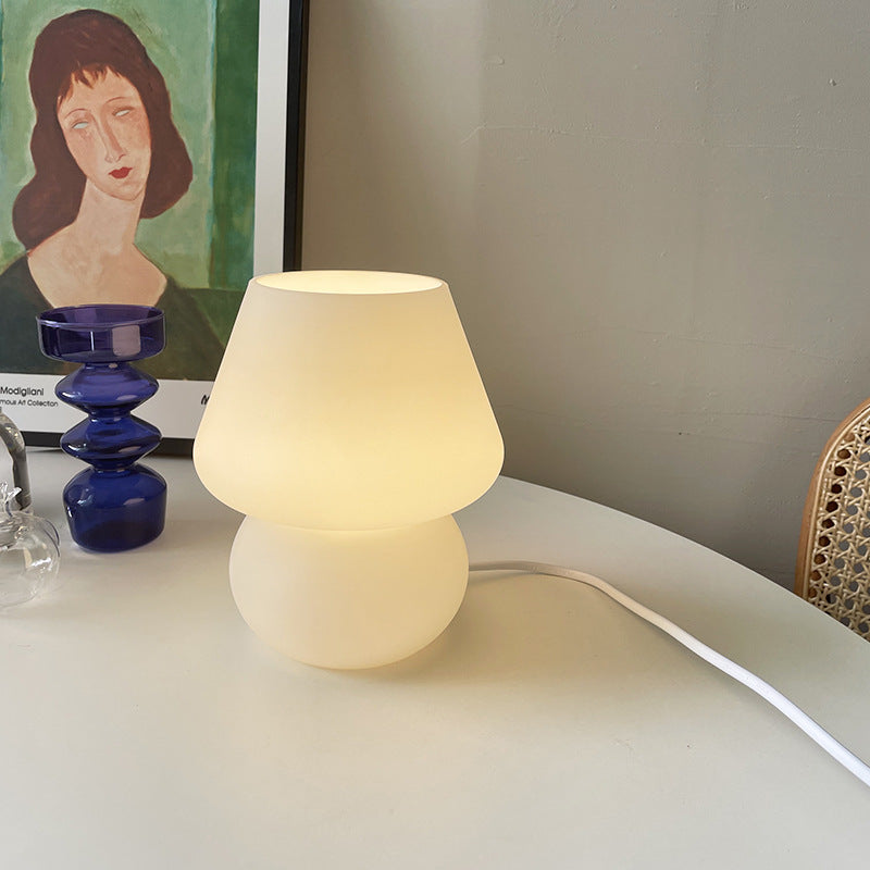 White Glass Retro Bedside Lamp