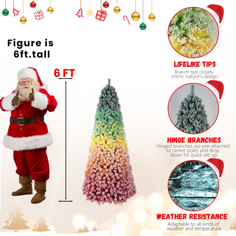 Colorful Frosted Pastel Rainbow Christmas Tree 6FT/7.5FT