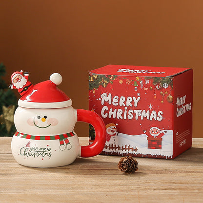 Christmas Mugs with Santa Hat Lids