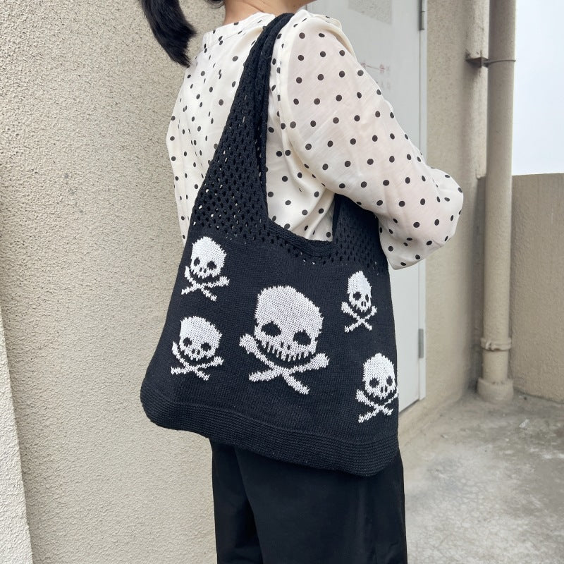 Knitted Skull Shoulder Bag