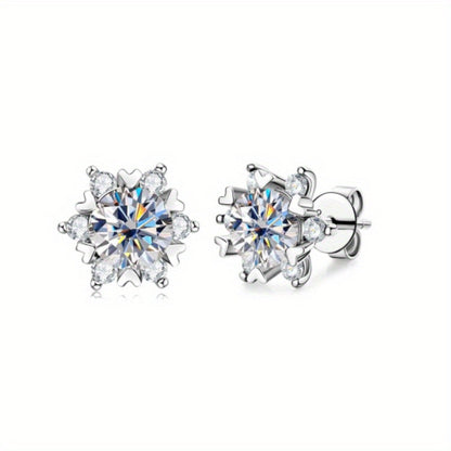 925 Sterling Silver Moissanite Sunflower Earrings