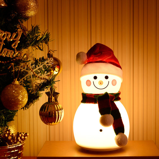 Soft Touch LED Snowman Night Light – Portable Color-Changing Lamp for Kids