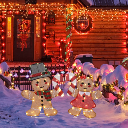 Lighted Gingerbread Man Couple Lighted Christmas Display
