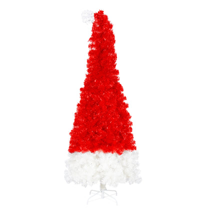 Santa's Hat Shape Artificial Whimsical 6FT Christmas Tree With LED Lights