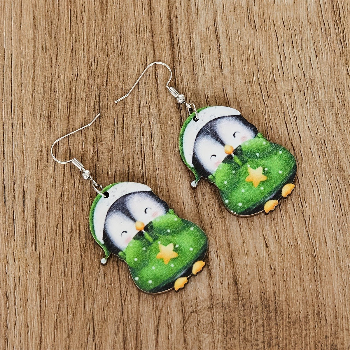 Cute Christmas Penguin Acrylic Earrings
