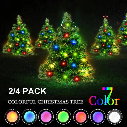 Multicolor LED Solar Christmas Trees – Pack of 2, 4, or 6