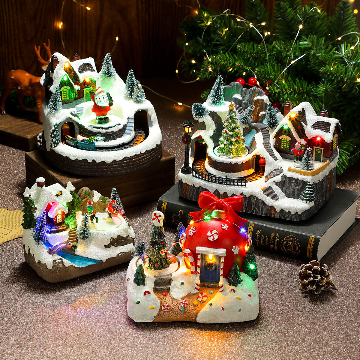 Christmas Village Rotating Light-Up Musical Sets