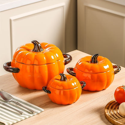 Pumpkin-shaped Ceramic Soup Bowl With Lid