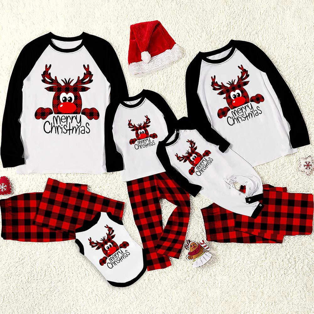 Merry Plaid Reindeer Family Pajamas