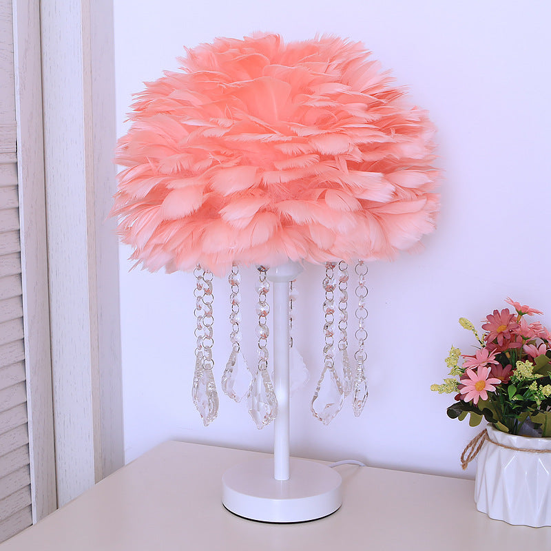 Decorative Feather Lamp w/Crystals