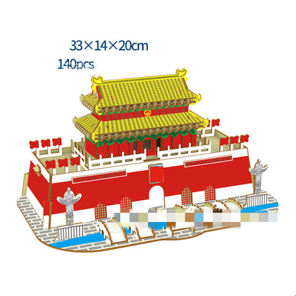 Wood Building Model Puzzles Toy 3D0 Puzzle Board