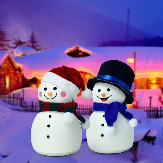 Soft Touch LED Snowman Night Light – Portable Color-Changing Lamp for Kids