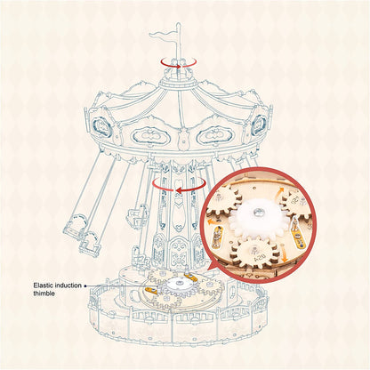 Carnival Swing Ride Mechanical Wooden Music Box Kit